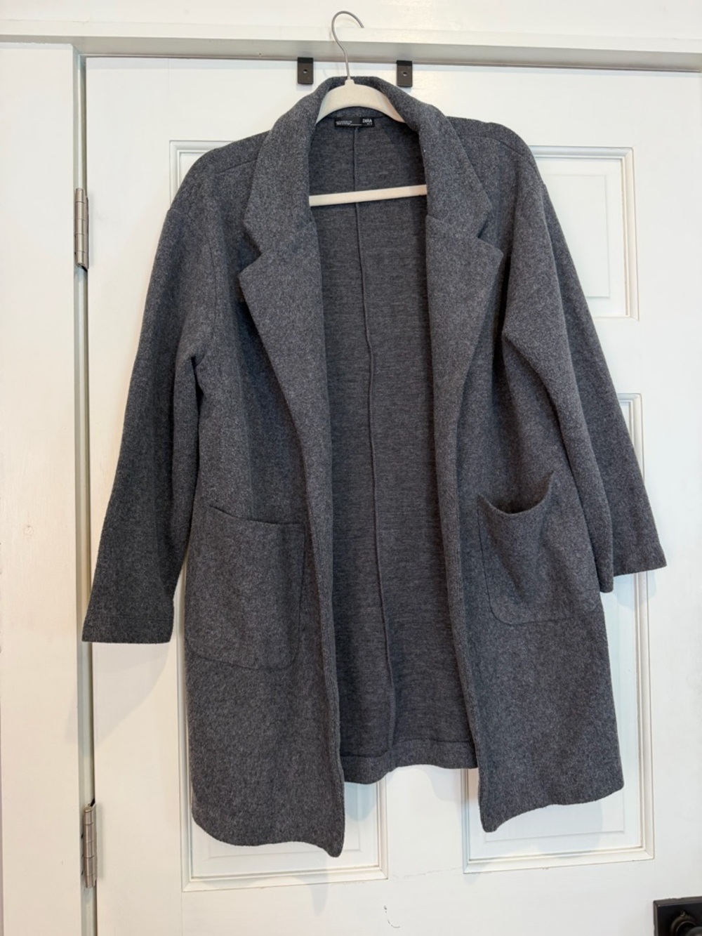 Zara Charcoal Gray Long Open-Front Coatigan